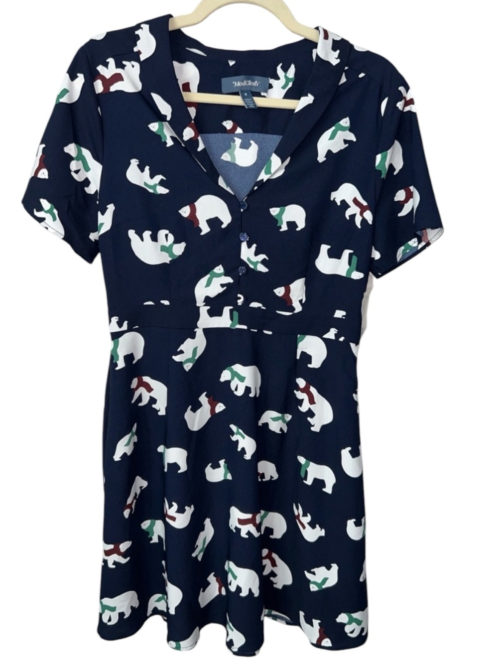 ModCloth Short Sleeve Polar Bear Dress Size 8